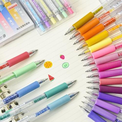 6 pcs/set Juice Pens Set 0.5mm Morandi Highlights Color Retractable Gel Pen for Writing Drawing Journal Diary School Supplies