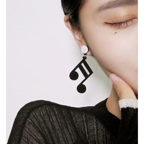 Notes Music Earrings Black Acrylic Asymmetric Earrings Women Girl Party Accessory Jewelry Bijoux 2021 Gift Hot Sale