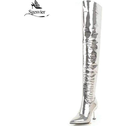 Sgesvier Over The Knee High Boots For Women High Heels Long Dancing Party Prom Shoes Ladies Glitters Night Club Pumps OX831