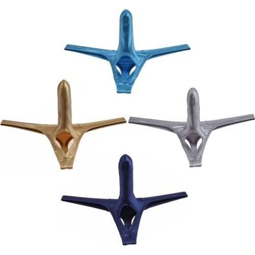 4PCS/Lot Enhanced Long Pouch Sexy Balls Hole Bikini Mens Thongs Smooth G-Strings Gay Underwear Tanga Underpants