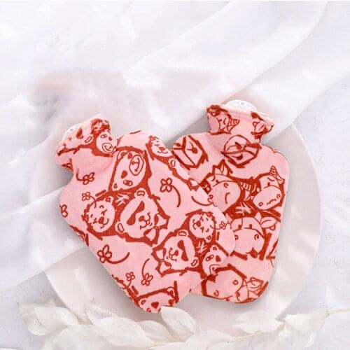 1000ml Hot Water Bag Cute Red Cow Protection Plush Pocket Portable Winter Hand Warmer Water Injection Hot Water Bottle for Women