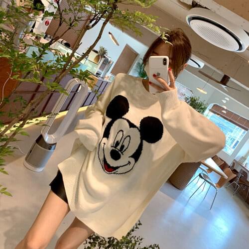 Disney Winter mickey mouse cartoon warm sweater jacket cartoon Long sleeve soft Sweater coat