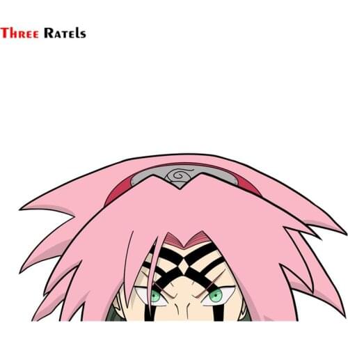 Three Ratels FC431-B Sakura Peeker Die Cut Cartoon 3D Stickers For Car 3d Anime Sex Decal