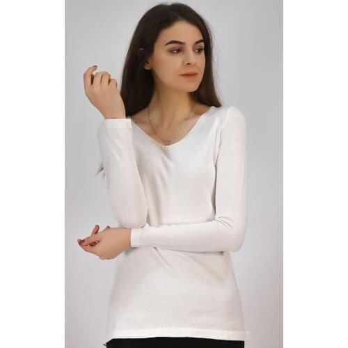 V Collar Slim Knitwear White-4735.1325
