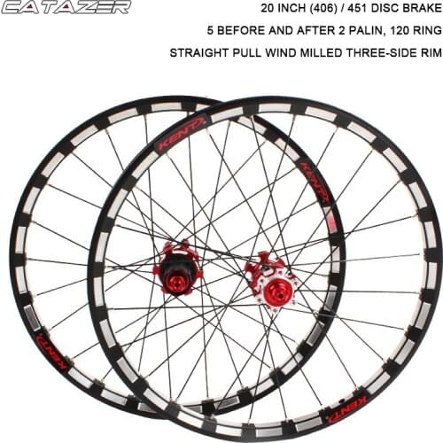 Ultra-light 406 451 Wheel Set 5 Peilin 20-inch 120ring Disc Brake Quick Removal Barrel Shaft for Folding Bike Bicycle Wheel