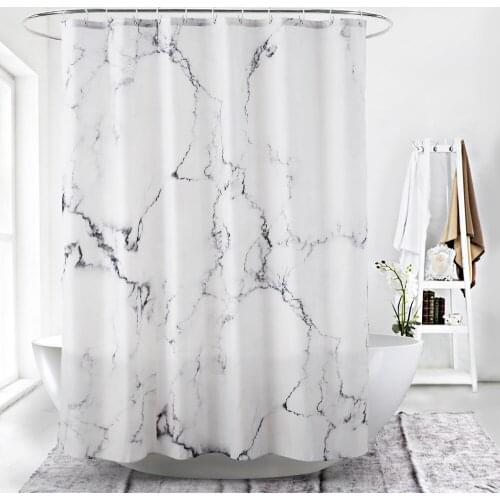 Available Waterproof Shower Curtains Fabric Polyester Marble Stripes Printing Shower Curtains Bathroom Partition curtain