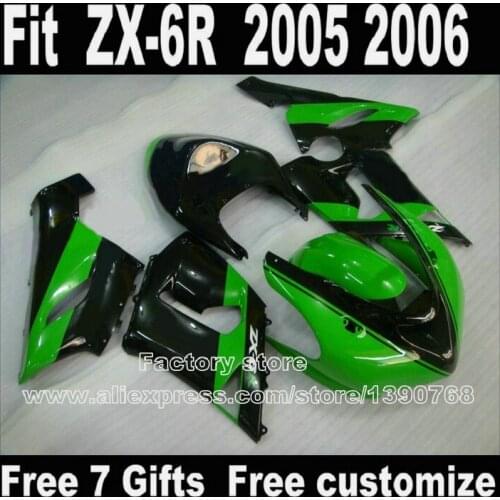 High quality fairing kit for Kawasaki ZX6R 2005 2006 ZX-6R 05 06 Ninja 636 green black fairings bodywork set LK92