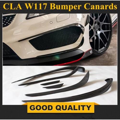 W117 Anterior lip Bumper Canards 6pcs Carbon fiber For Mercedes Benz CLA180 CLA200 CLA250 CLA45 AMG Splitter Flap Canard 2013-16