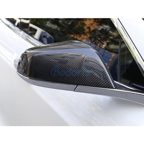 Carbon Fiber Look Rearview Mirror Cover Side Wing Cap Shell Case Moulding Trims 2014-2019 For Tesla Model S Car Accessories