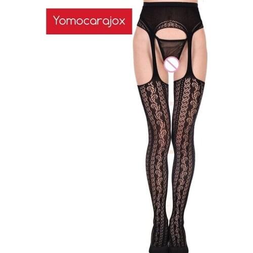 Womens Fashion Garter Black Floral Lace Plus Size Sexy Belt Suspenders Sex Products Fishnet Wedding Stocking Pantyhose