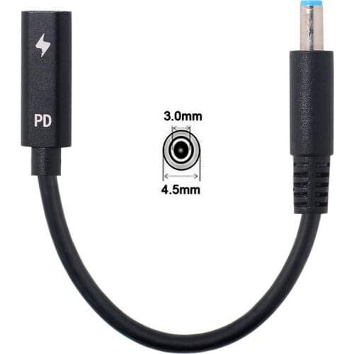 Zihan DC 4.5*3.0mm Power PD Charge to Type C USB-C Female Input Cable fit for HP Laptop 18-20V