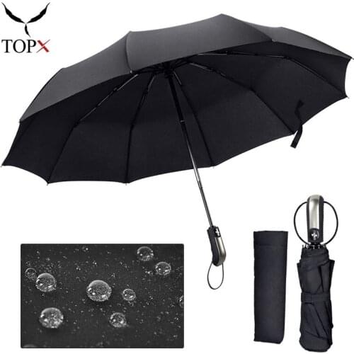 Wind Resistant Folding Automatic Umbrella Rain Women For Men Auto Luxury Big Windproof Umbrellas Rain Black Coating 10K Parasol
