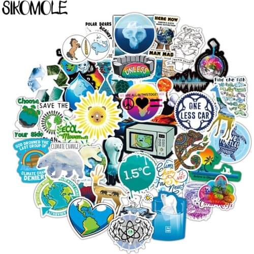 50Pcs Global Warming Protect Environment Cartoon For Snowboard Laptop Luggage Fridge Car-Styling Vinyl Decal Stickers F3
