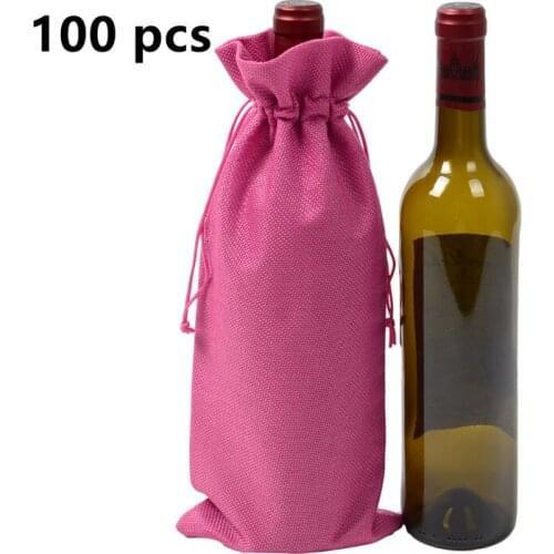 100pcs Multi-color Optional Durable Jute Wine Bags Non-woven Fabric Red Wine Bottle