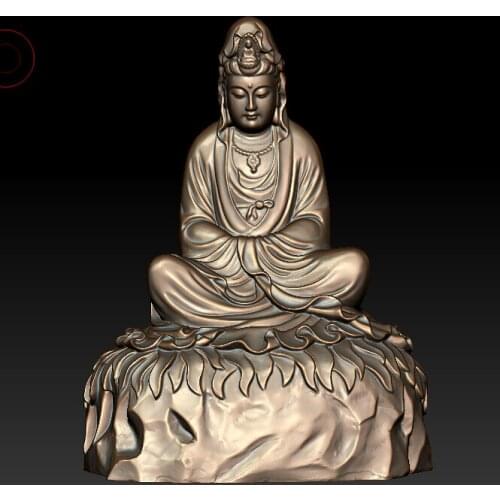 3d model relief for cnc in STL file format Avalokitesvara sank in thought