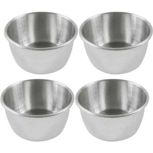 4pcs Dipping Bowl Reusable Stainless Steel Appetizer Plates Sauce Container Dipping Cups Sauce Cups for Barbecue Bar Restaurant