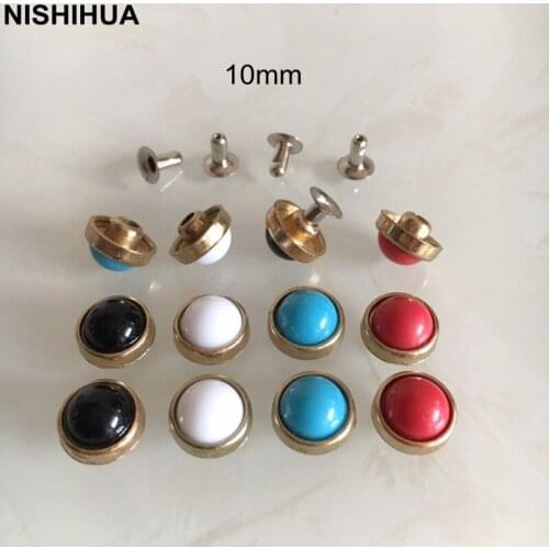 50 sets -Red,Blue,Black,White Pearl Rivet Studs For Clothing Decoration,10mm Half Round Pearl Gold Cup Rivet Spike Studs - I