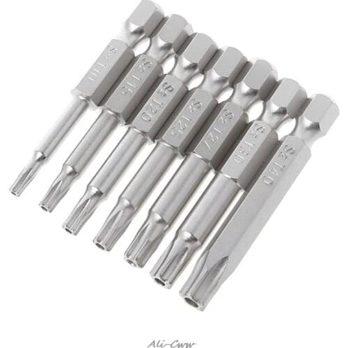 7Pcs Star Drill Bits Screwdriver Magnetic 1/4" Hex Shank Hand Tools Five-pointed Star Bore T10-T40