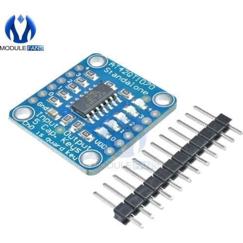 Standalone 5 Key Conductive Pad Mutiple Capacitive Touch Sensor Breakout Board AT42QT1070 Diy Electronic Indicator Min 5-Pad