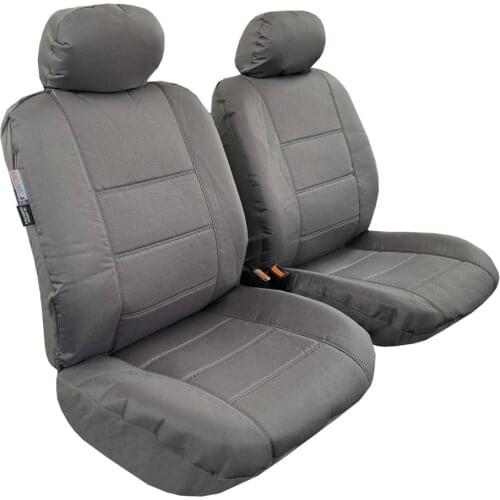 Canvas Seat Covers For Trucks Dogs Cars SUV, Waterproof Grey Front Set Auto Protector, Airbag Safe Universal Easy Fit