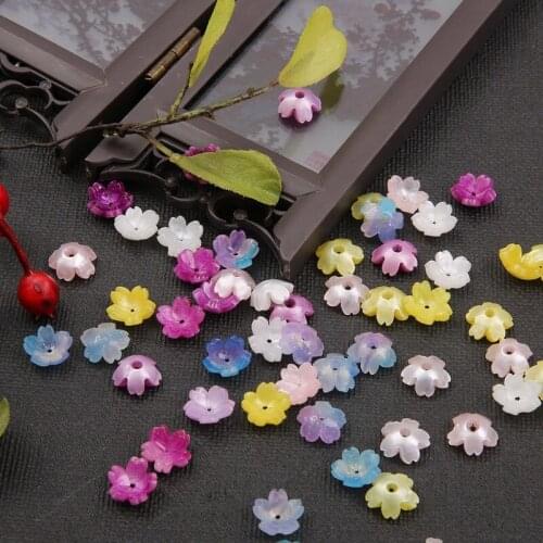 50pcs Imitation Shell 3D Flower Charm 10MM Acrylic Flower Beads For Earrings and Hair Crown Making DIY Beads Accessories