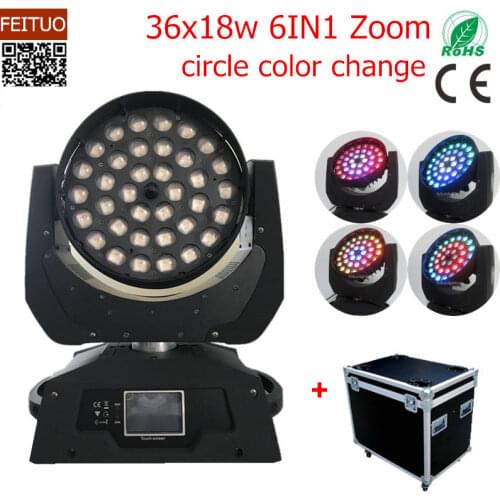 4pcs + Flight Case Ring Control Dmx Lyre 36x18 Led Moving Head Wash Zoom Touch Screen RGBWA UV 6in1 Led Zoom Moving Head Light