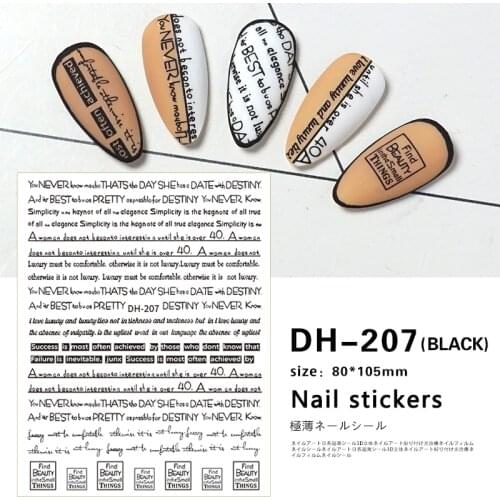 Black Letters Nail Polish Equipment Nail Sticker Set Nails Decoration Accesoires Nail Supplies Press On Nails Stickers and Decal