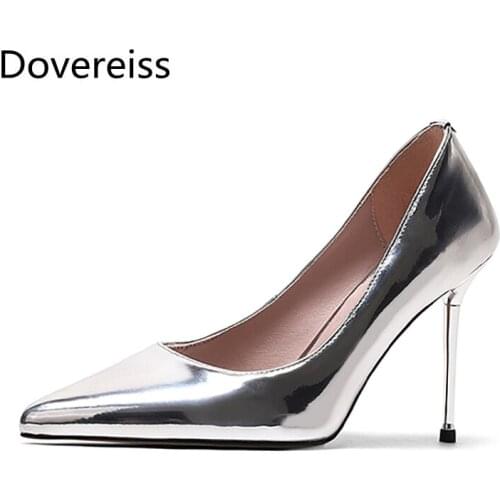 Dovereiss Fashion Womens Shoes summer silver light gold new Elegant Slip on sexy Pumps sexy Office lady Party shoes 31-46