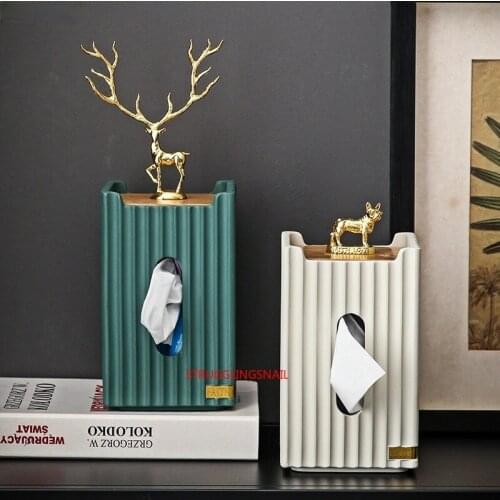 European Resin Animal Pumping Paper Tissue Box Living Room Coffee Table Decoration Deer-style Tissue Box Modern Home Decoration