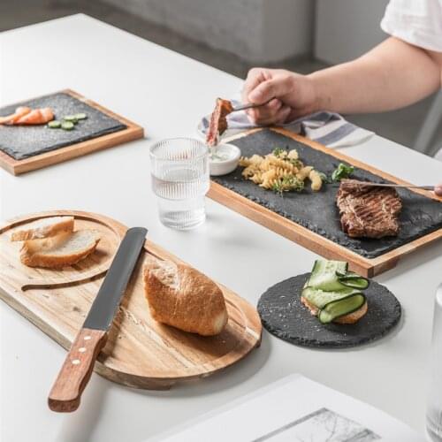 European Wood And Stone Plate Multi-purpose Use Plate Steak Bread Dessert Tableware Nordic Home Dinnerware Household Restaurant