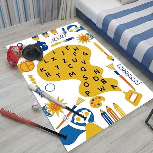 Flannel Carpet English Color Alphabet Learning GameCarpet Childrens Play Mats Non-Slip Crawling Mat Home Decoration Carpet