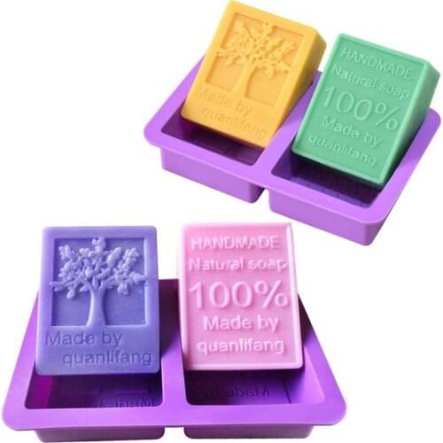 2 Hole Square Soap Mold Silicone Hand Making Tools Sugarcraft Chocolate Cake Mould Dessert Decor Supllies Multifunction Bakeware
