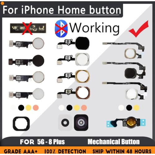 Home Button Flex For iPhone 6 6s 7 8 Plus 5s SE 5C 5G Return Back Home Button key Assembly With Flex Cable Rubber Sticker