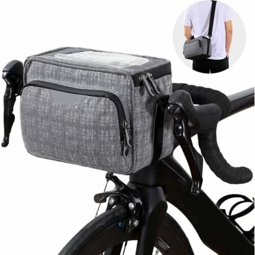 50%HOTBicycle Handlebar Bag Long Lifespan Multifunction Stable Touch Screen Front Tube Messenger Bag Bike Bag Pouch for Mountain