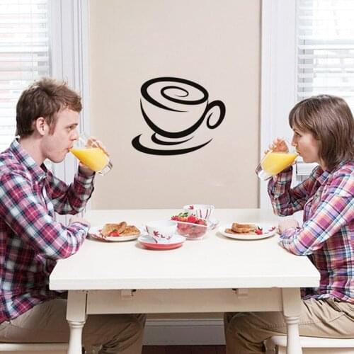 KUCADA coffee cup wall sticker for kitchen decoration home decor mural art decal diy black removable WP1149