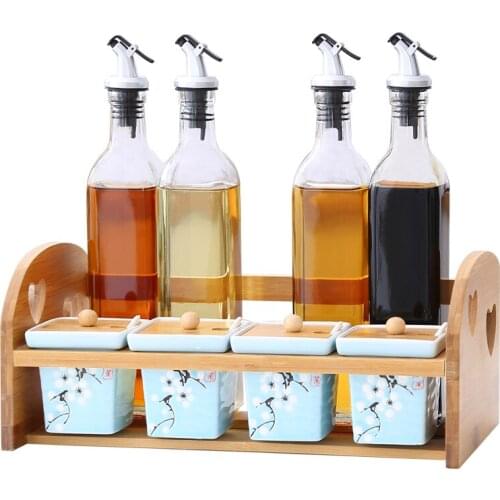 Kitchen Ceramic Tank Household Oil Salt Soy and Vinegar Condiment Box Household Oil Bottle Bottle Storage Frame cookie jar