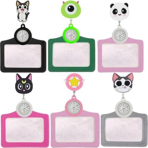 Nurse doctor lovely cute Animal Penda Cat Retractable Badge Reel pocket watches medical hospital name card Exhibition holders