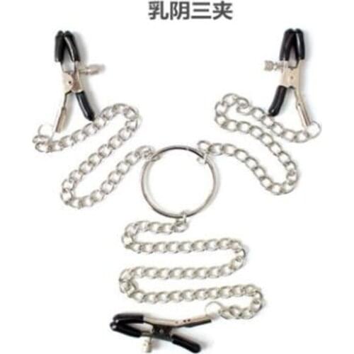 Metal Three clip clitoris stimulate husband wife alternative Masturbation sex doll toys tools SM torture adult supplies bed B038