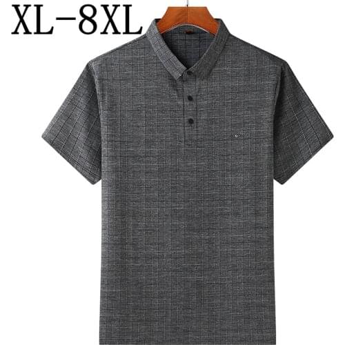 Size 8XL 7XL 6XL Breathable New Brand Plaid Polo Shirt Men Top Quality Short Sleeve Casual Polo Homme Fashion Mens Polos Shirts