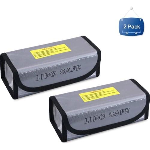 NASTIMA 2Packs Fire Resistant RC Lipo Battery Safety Guard Bag for Charge & Storage, silver, 15 5 5cm