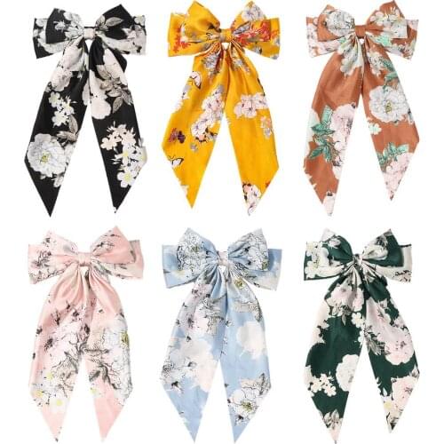 2021 New Hair Clip Hair Vintage Satin Bow Ribbon Hair Clip Bow Hair Clip Silk Bowknot Hairpin For Girls Women Hair Accessories