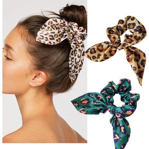 Newest Leopard Zebra Snake Printed Scrunchie Turban DIY Bow Streamers For Women Hair Scrunchies Ribbon Elastic Bands Ties Girls