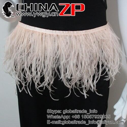 Wholesale in CHINAZP Factory 20yards/lot Best Quality Dyed Champagne Ostrich Feather Fringe Trimming