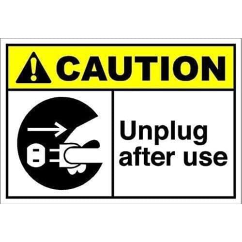 Postcard Unplug After Use Caution Unique Style Tin Sign Vintage Look Sign Plaque for Kitchen Bar Pub Farm House Decoration