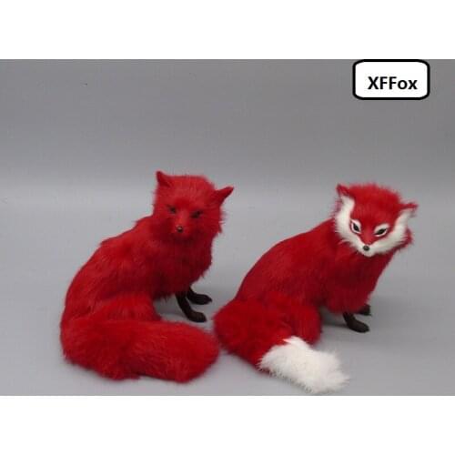 A pair of real life red fox models plastic&furs simulation sitting fox dolls gift about 16x14x13cm xf1764