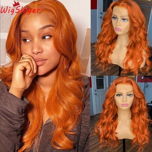 Preplucked Remy Human Hair Lace Front Wigs Ginger Orange Loose Wave 180% density13x6 Glueless Lace Front Wig Ginger Straight Wig