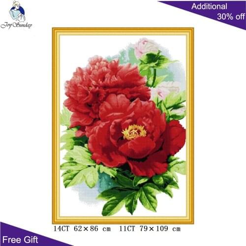 Joy Sunday Peony Blooming Wealth Home Decor H826 Counted Stamped Chinese National Flower Peony Bring Wealth Cross Stitch Kits