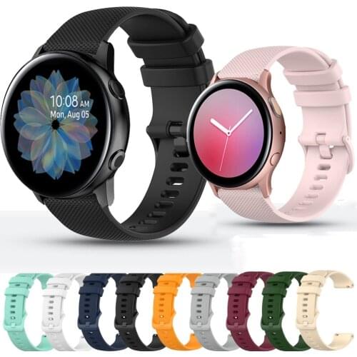 For Samsung galaxy watch Active 2 40mm 44mm Strap Quick Release Grid Pattern Silicone Watchbands 20mm Watch Band Bracelet Correa