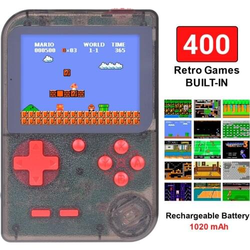 Retro Handheld Game Console Portable 8 Bit 400 in 1 Classic Games FC NES 3" Monitor Big Screen Christmas Gifts Transparent Gray