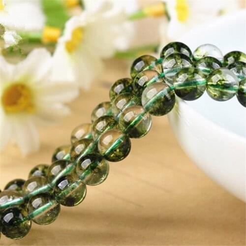 RONGQING 1Pack Green Phantom Frizzling Crystal Grass Dull Polishing Crack Quartz Crystals Loose Beads for Jewelry Making